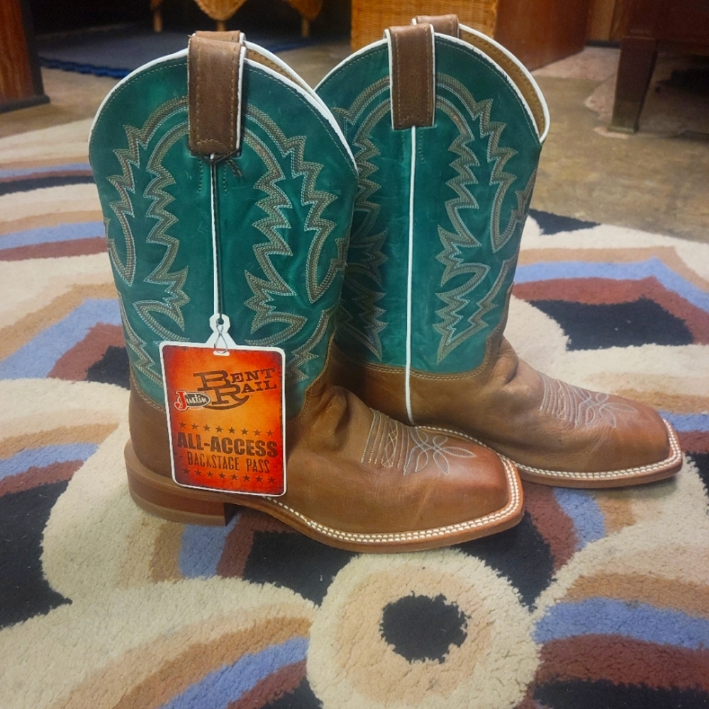 Justin Boots Teal and Brown Women's Cowboy Boots